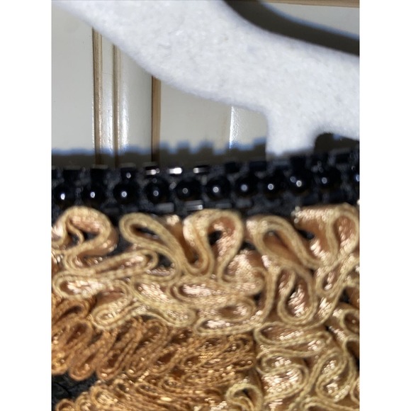 Silk Cocktail Jacket Life & Style Broquet Sequin Beaded Black Gold Olive India - Picture 13 of 16